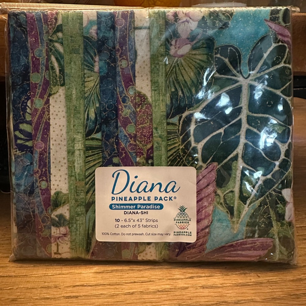 Pineapple Fabrics Diana Pineapple Pack Shimmer Paradise 10 Cotton Strips 6.5x43 - Picture 6 of 8